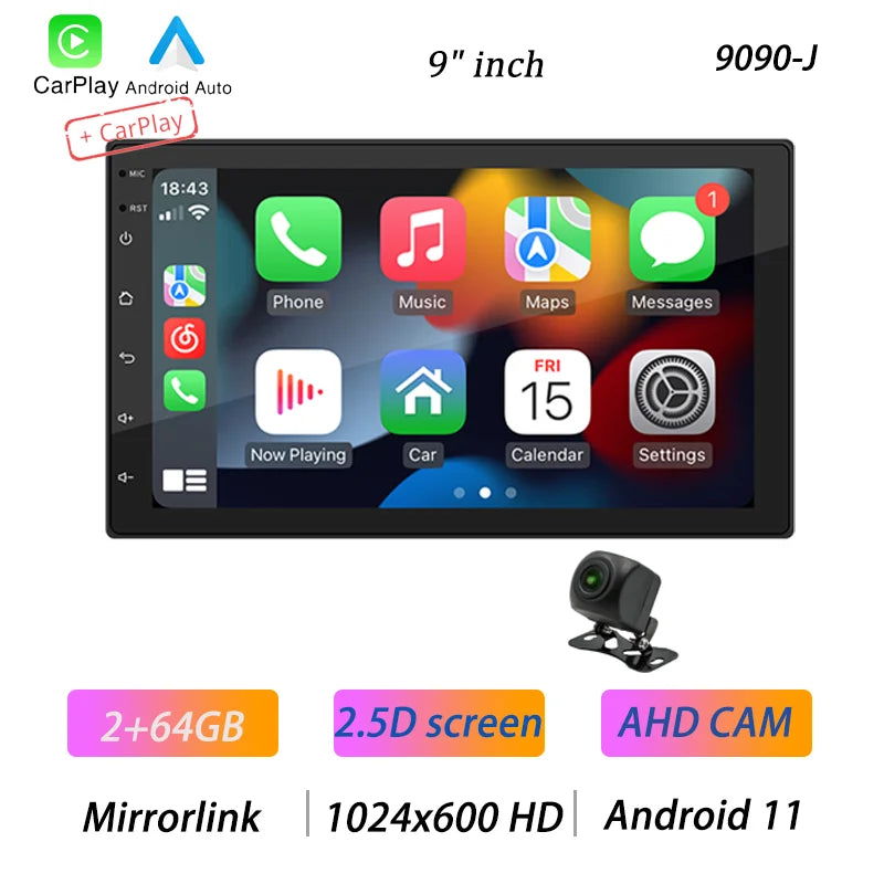 BQCC 4core 2 Din Car Radio Androidauto Carplay Android 11 4G GPS Car Audio 7"/9"/10" WIFI BT IPS Automotive Multimedia Player - Slobuy