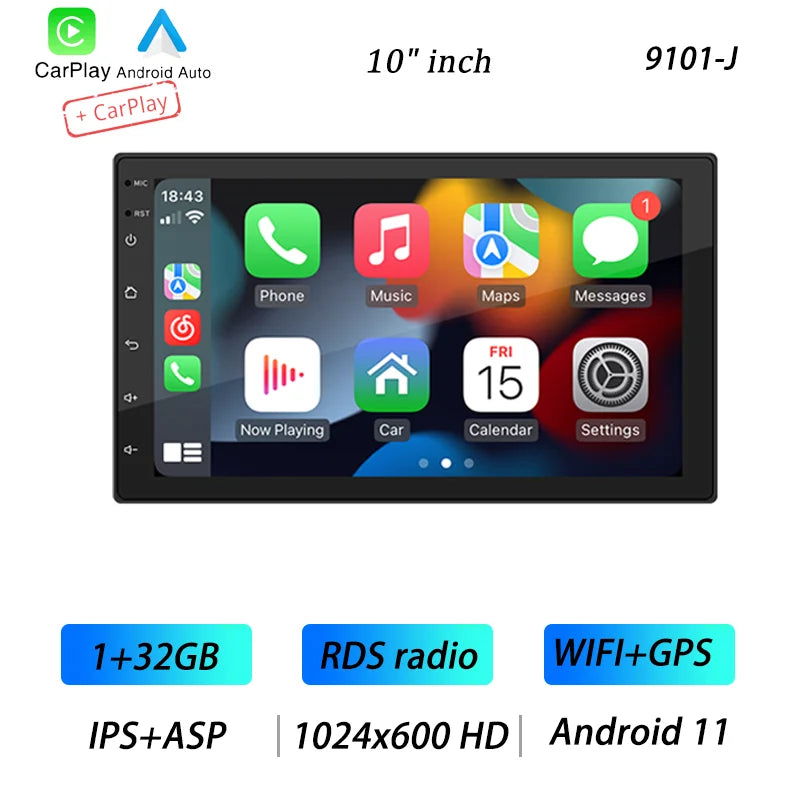 BQCC 4core 2 Din Car Radio Androidauto Carplay Android 11 4G GPS Car Audio 7"/9"/10" WIFI BT IPS Automotive Multimedia Player - Slobuy