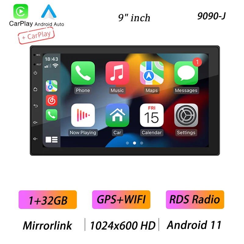 BQCC 4core 2 Din Car Radio Androidauto Carplay Android 11 4G GPS Car Audio 7"/9"/10" WIFI BT IPS Automotive Multimedia Player - Slobuy