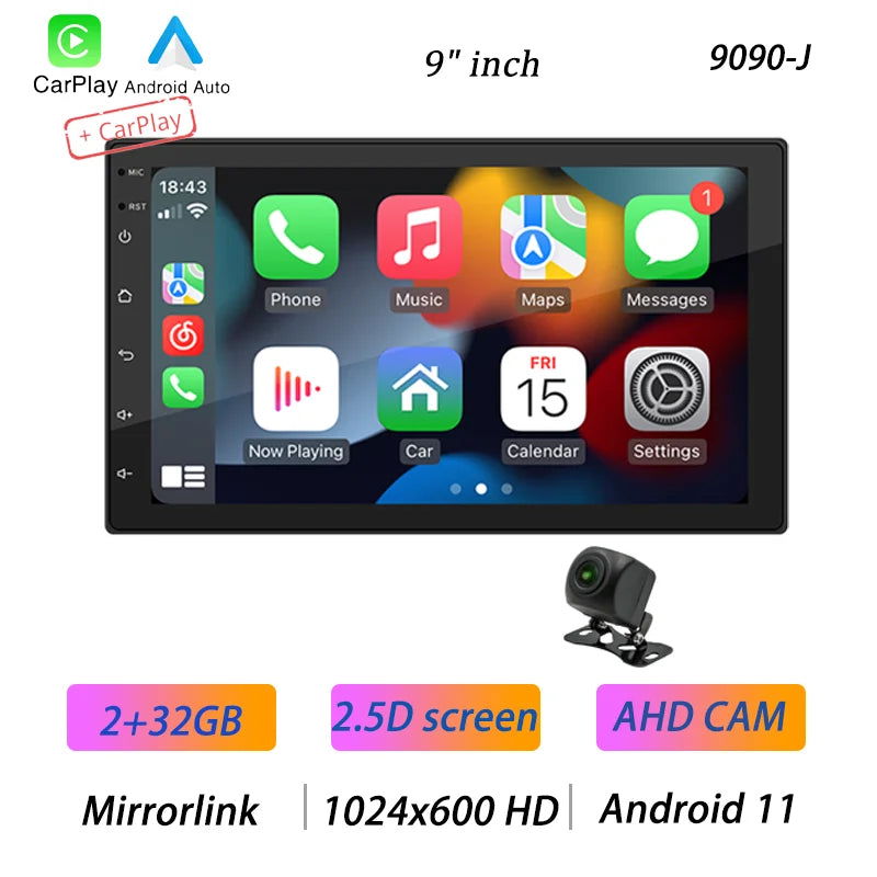BQCC 4core 2 Din Car Radio Androidauto Carplay Android 11 4G GPS Car Audio 7"/9"/10" WIFI BT IPS Automotive Multimedia Player - Slobuy