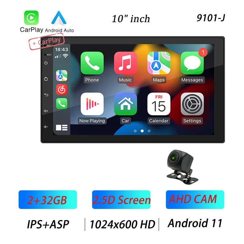 BQCC 4core 2 Din Car Radio Androidauto Carplay Android 11 4G GPS Car Audio 7"/9"/10" WIFI BT IPS Automotive Multimedia Player - Slobuy
