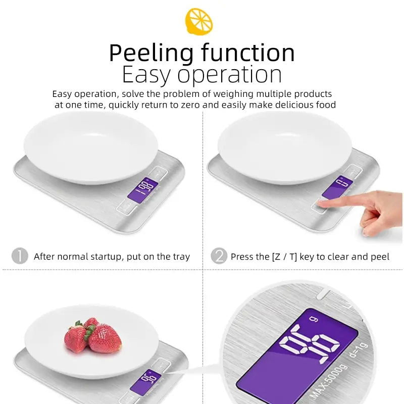 5kg/10kg Rechargeable Stainless Steel Electronic Scales Kitchen Scales Home Jewelry Food Snacks Weighing Baking Tools - Slobuy