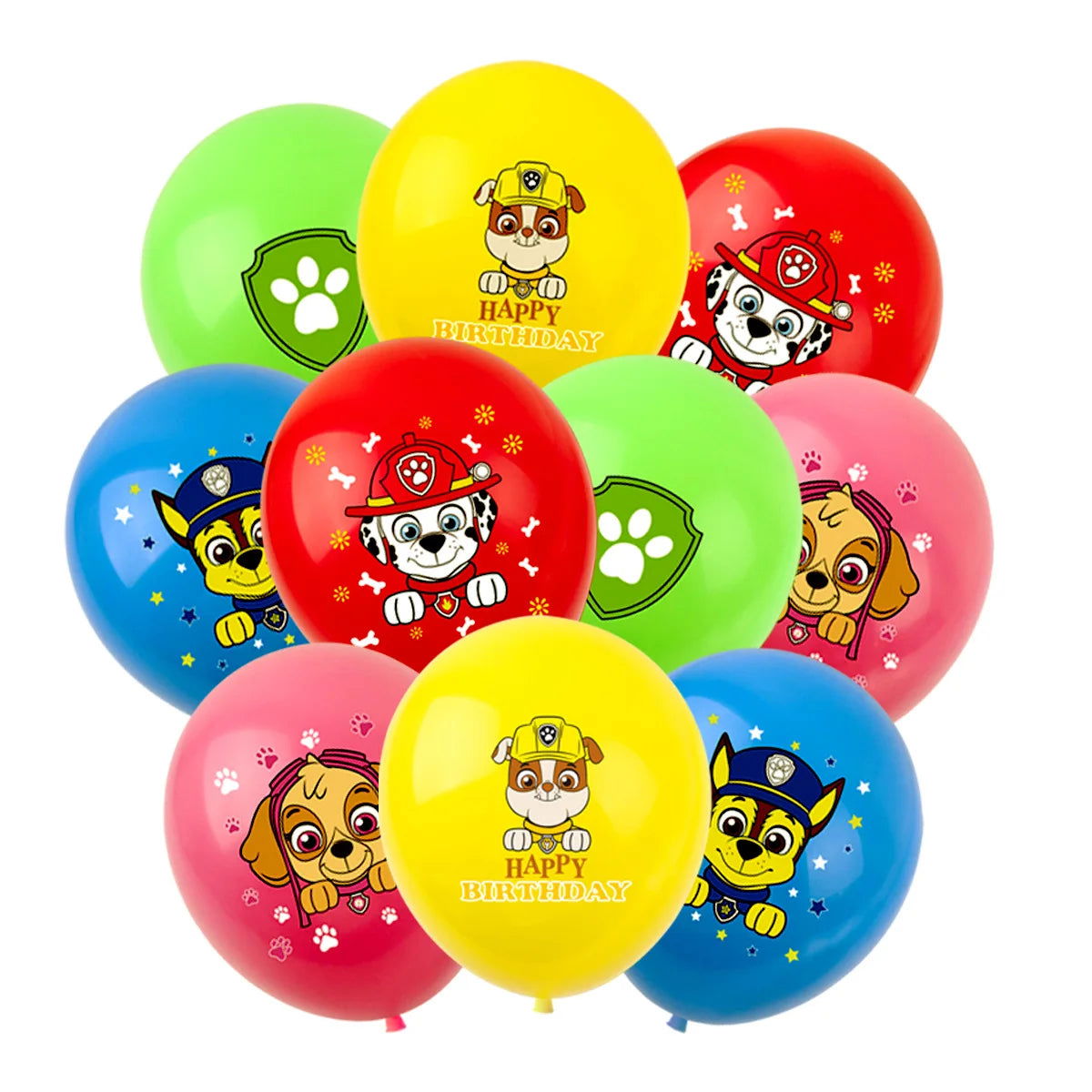 10pcs12 inch Paw Patrol Solid Color Latex Balloon Children's Happy Birthday Party Decoration Baby Shower Globos Balloon Toy - Slobuy
