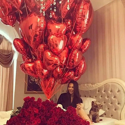 10pcs 18inch Rose Gold Love Heart Shape Foil Balloons Wedding Birthday Party Decorations Aluminum Foil Ballons Air Balls Globos - Slobuy