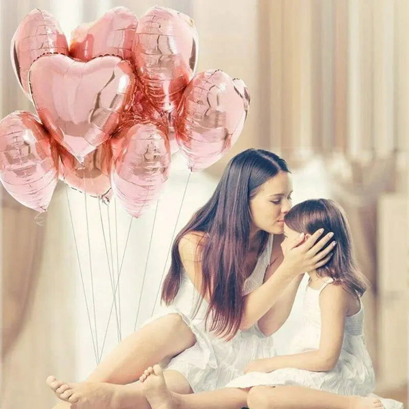 10pcs 18inch Rose Gold Love Heart Shape Foil Balloons Wedding Birthday Party Decorations Aluminum Foil Ballons Air Balls Globos - Slobuy