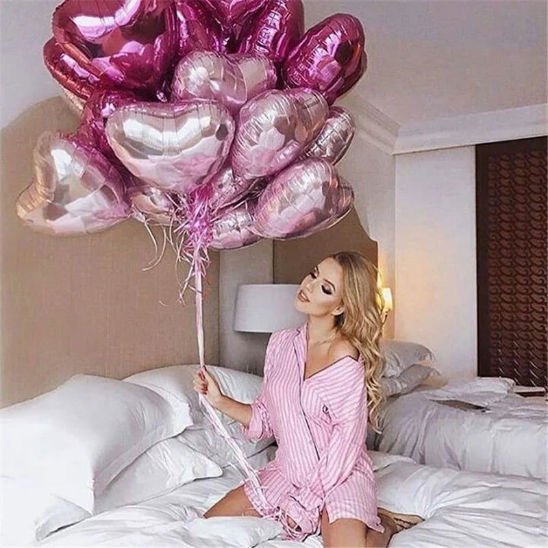 10pcs 18inch Rose Gold Love Heart Shape Foil Balloons Wedding Birthday Party Decorations Aluminum Foil Ballons Air Balls Globos - Slobuy