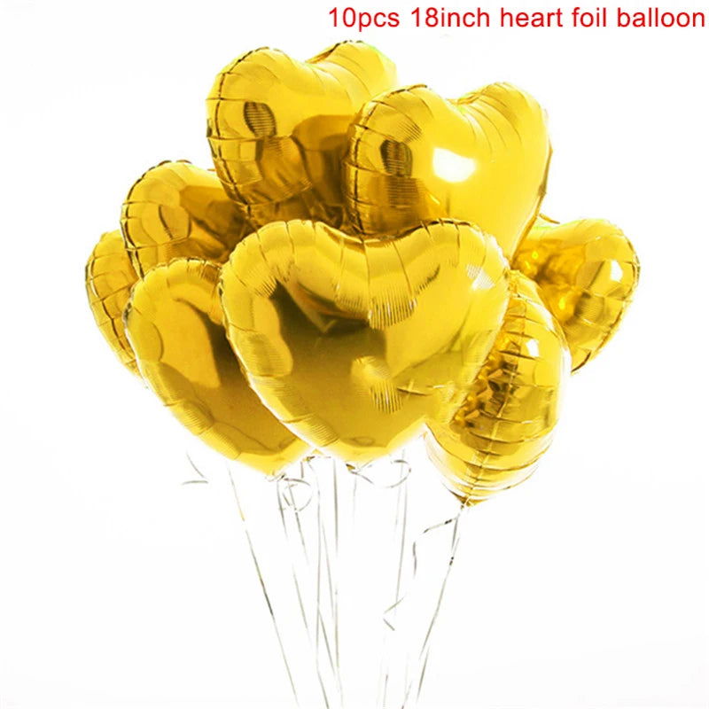 10pcs 18inch Rose Gold Love Heart Shape Foil Balloons Wedding Birthday Party Decorations Aluminum Foil Ballons Air Balls Globos - Slobuy