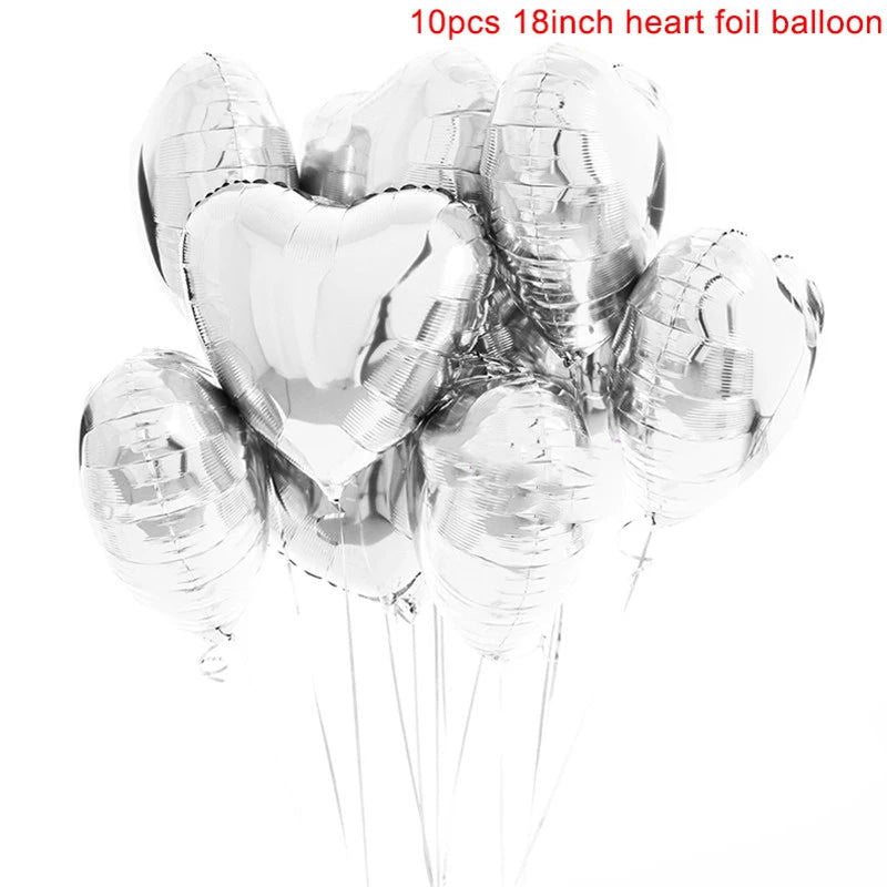 10pcs 18inch Rose Gold Love Heart Shape Foil Balloons Wedding Birthday Party Decorations Aluminum Foil Ballons Air Balls Globos - Slobuy