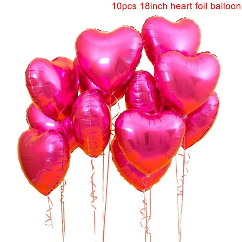 10pcs 18inch Rose Gold Love Heart Shape Foil Balloons Wedding Birthday Party Decorations Aluminum Foil Ballons Air Balls Globos - Slobuy