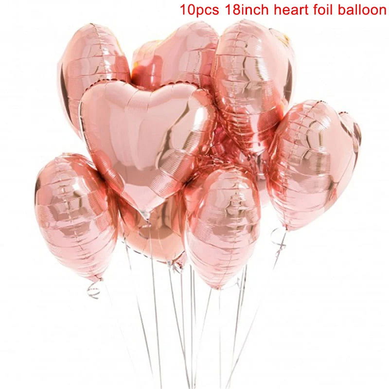 10pcs 18inch Rose Gold Love Heart Shape Foil Balloons Wedding Birthday Party Decorations Aluminum Foil Ballons Air Balls Globos - Slobuy