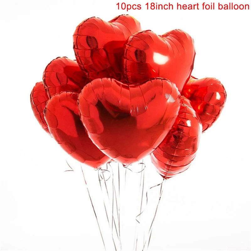 10pcs 18inch Rose Gold Love Heart Shape Foil Balloons Wedding Birthday Party Decorations Aluminum Foil Ballons Air Balls Globos - Slobuy
