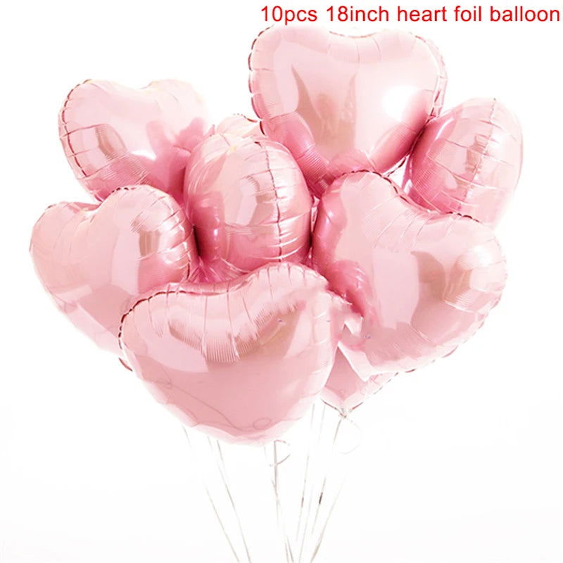 10pcs 18inch Rose Gold Love Heart Shape Foil Balloons Wedding Birthday Party Decorations Aluminum Foil Ballons Air Balls Globos - Slobuy