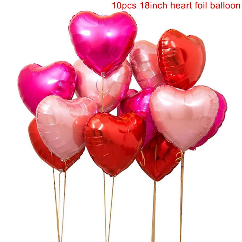 10pcs 18inch Rose Gold Love Heart Shape Foil Balloons Wedding Birthday Party Decorations Aluminum Foil Ballons Air Balls Globos - Slobuy