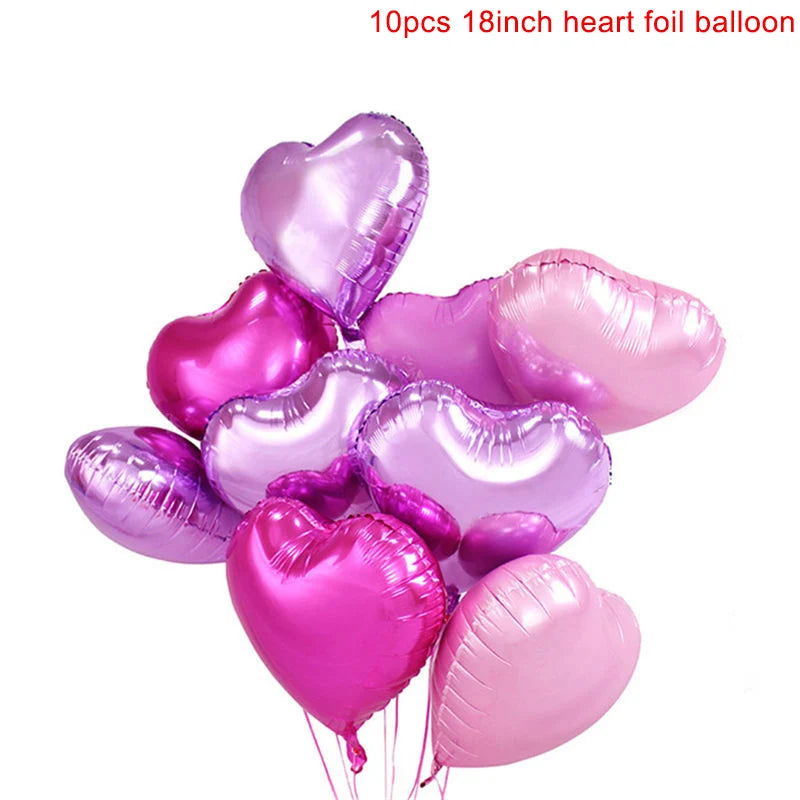 10pcs 18inch Rose Gold Love Heart Shape Foil Balloons Wedding Birthday Party Decorations Aluminum Foil Ballons Air Balls Globos - Slobuy