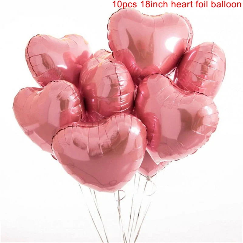 10pcs 18inch Rose Gold Love Heart Shape Foil Balloons Wedding Birthday Party Decorations Aluminum Foil Ballons Air Balls Globos - Slobuy