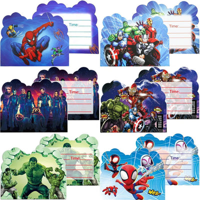 10pcs Disney Avengers Theme Invitation Card Mini Greeting Card Single-Page Type Event SpiderMan Birthday Party Supplies - Slobuy