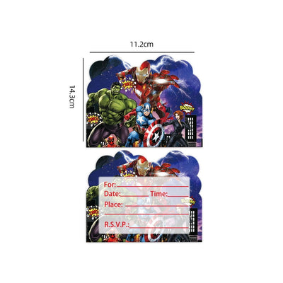 10pcs Disney Avengers Theme Invitation Card Mini Greeting Card Single-Page Type Event SpiderMan Birthday Party Supplies - Slobuy