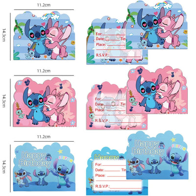 10pcs Disney Lilo & Stitch Theme Invitation Card Mini Greeting Card Single-Page Type Event Birthday Party Supplies Free Shipping - Slobuy