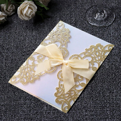 10pcs Laser Cut Wedding Invitations Cards Tags Vintage Wedding Bridal Gift Greeting Card Event Party Birthday Deccor Supplies - Slobuy