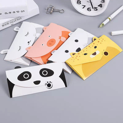 10pcs Random Color Cartoon Animal Envelope Message Thank Card Baby Birthday Party Invitation Greeting Holiday Universal Sheet - Slobuy