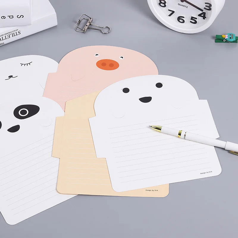 10pcs Random Color Cartoon Animal Envelope Message Thank Card Baby Birthday Party Invitation Greeting Holiday Universal Sheet - Slobuy