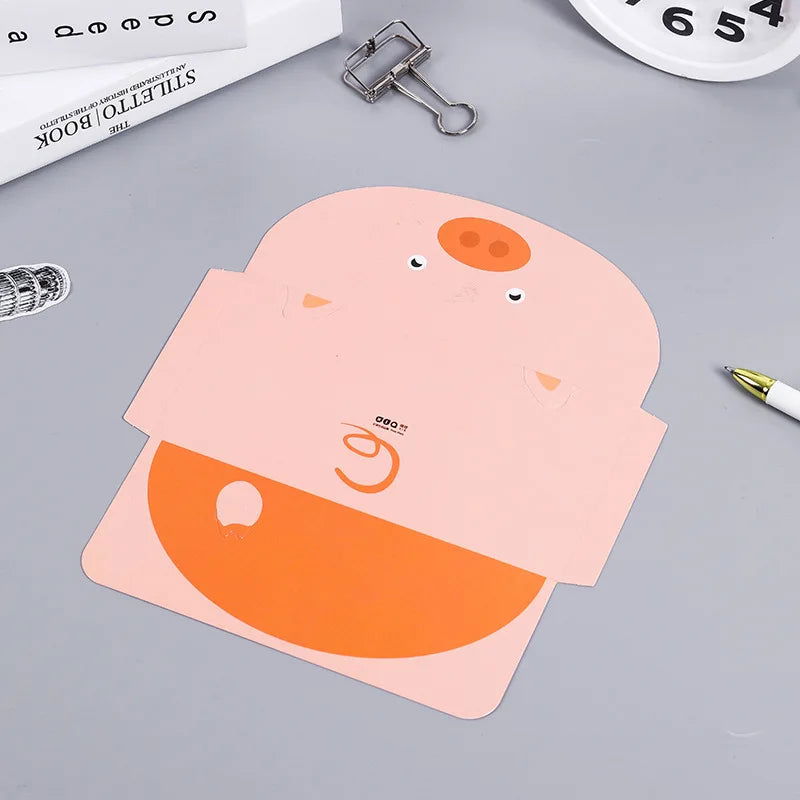 10pcs Random Color Cartoon Animal Envelope Message Thank Card Baby Birthday Party Invitation Greeting Holiday Universal Sheet - Slobuy