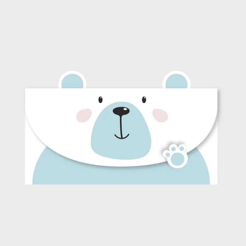 10pcs Random Color Cartoon Animal Envelope Message Thank Card Baby Birthday Party Invitation Greeting Holiday Universal Sheet - Slobuy