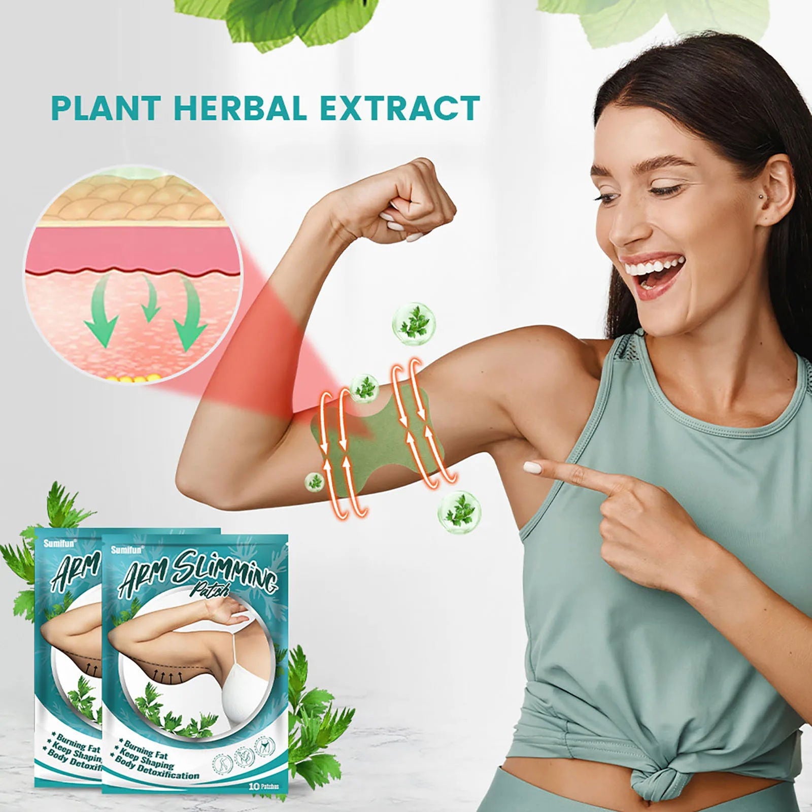 10pcs Thin Arm Slimming Patch Cellulite Fat Burning Weight Loss Removal Massage Shaping Moxibustion Body Detoxification Patches - Slobuy