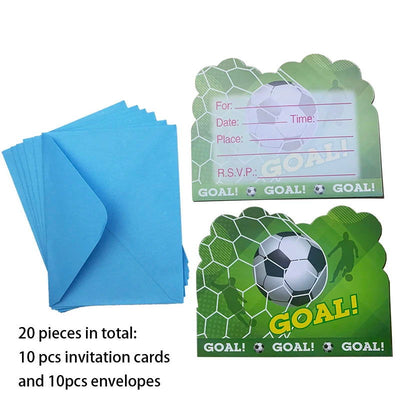 10pcs football Invitation Cards with envelopes for Child birthday Party Kid favors football goal party supplies - Slobuy