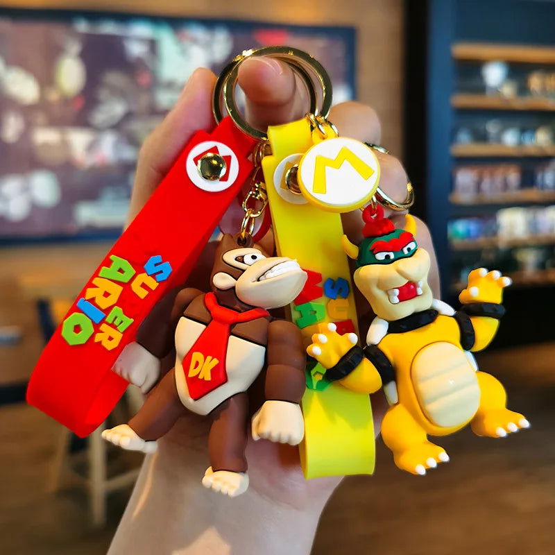 10styles Super Mario Keychain Mario Bros Luigi Toad Yoshi Bowser Action Figure Model Pvc Cartoon Bag Doll Pendant Toys Gift - Slobuy