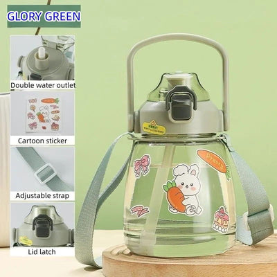 1100ml Cute Carton Plastic Cup Children Water Cup Sippy Cup Creative Handy Cup Duck Beak Children Cup Students Water Cup - Slobuy