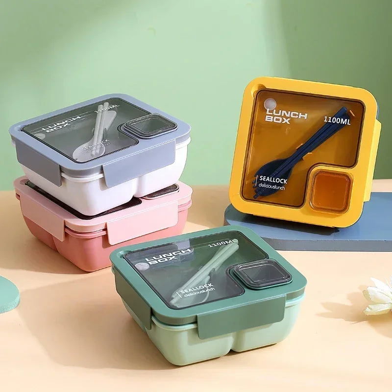 850ml/1100ml Portable Lunch Box Microwave Bento Boxes with Tableware for Kids School Office Leakproof Food Storage Container - Slobuy