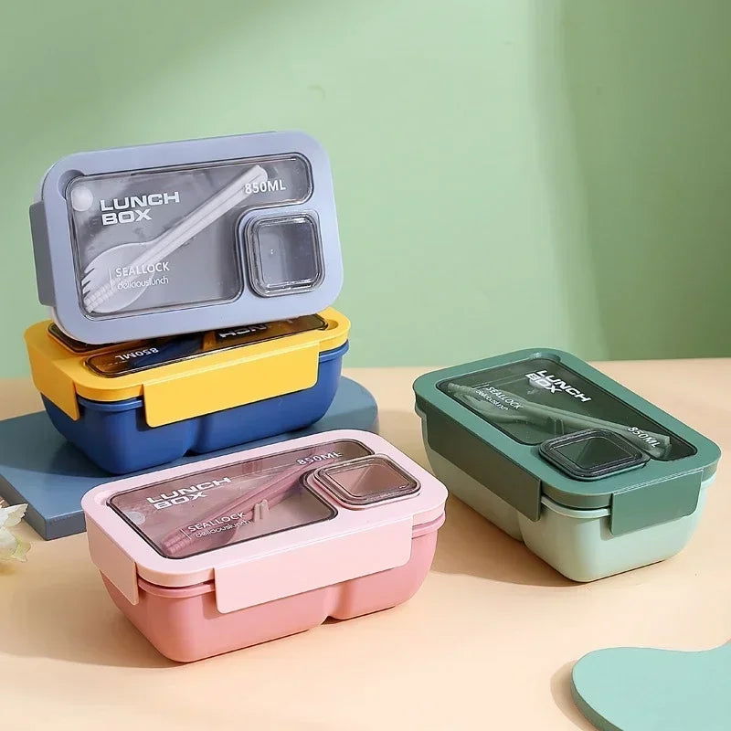 850ml/1100ml Portable Lunch Box Microwave Bento Boxes with Tableware for Kids School Office Leakproof Food Storage Container - Slobuy