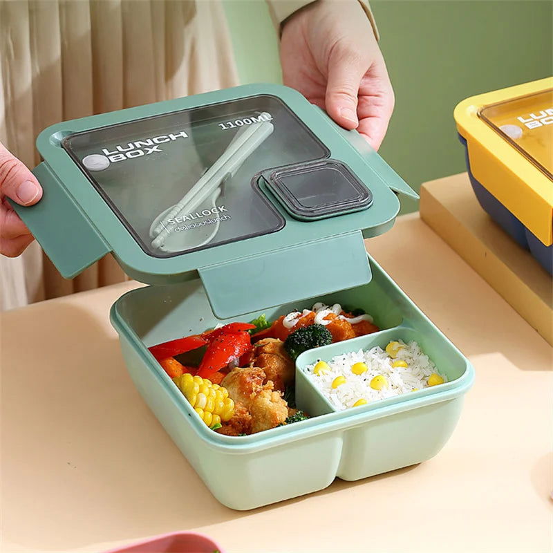 850ml/1100ml Portable Lunch Box Microwave Bento Boxes with Tableware for Kids School Office Leakproof Food Storage Container - Slobuy