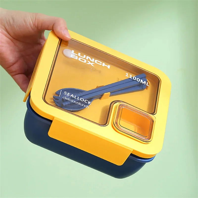 850ml/1100ml Portable Lunch Box Microwave Bento Boxes with Tableware for Kids School Office Leakproof Food Storage Container - Slobuy