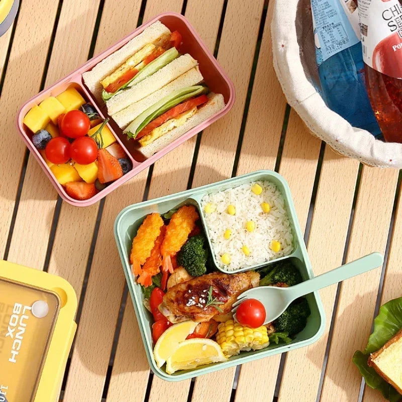 850ml/1100ml Portable Lunch Box Microwave Bento Boxes with Tableware for Kids School Office Leakproof Food Storage Container - Slobuy