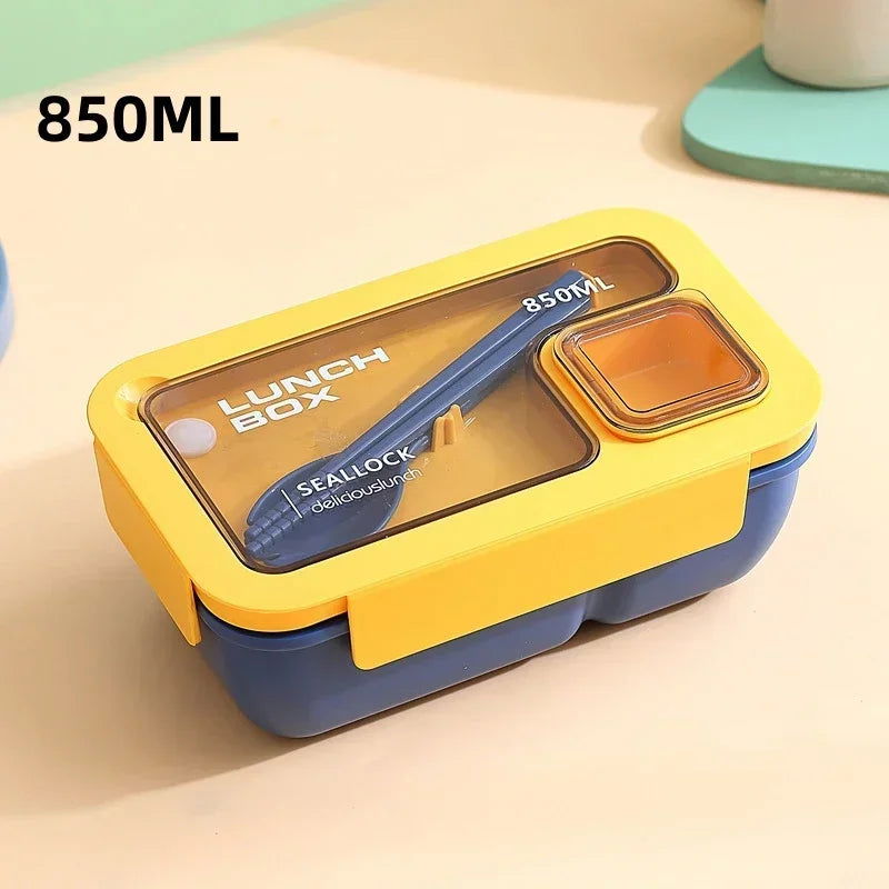 850ml/1100ml Portable Lunch Box Microwave Bento Boxes with Tableware for Kids School Office Leakproof Food Storage Container - Slobuy