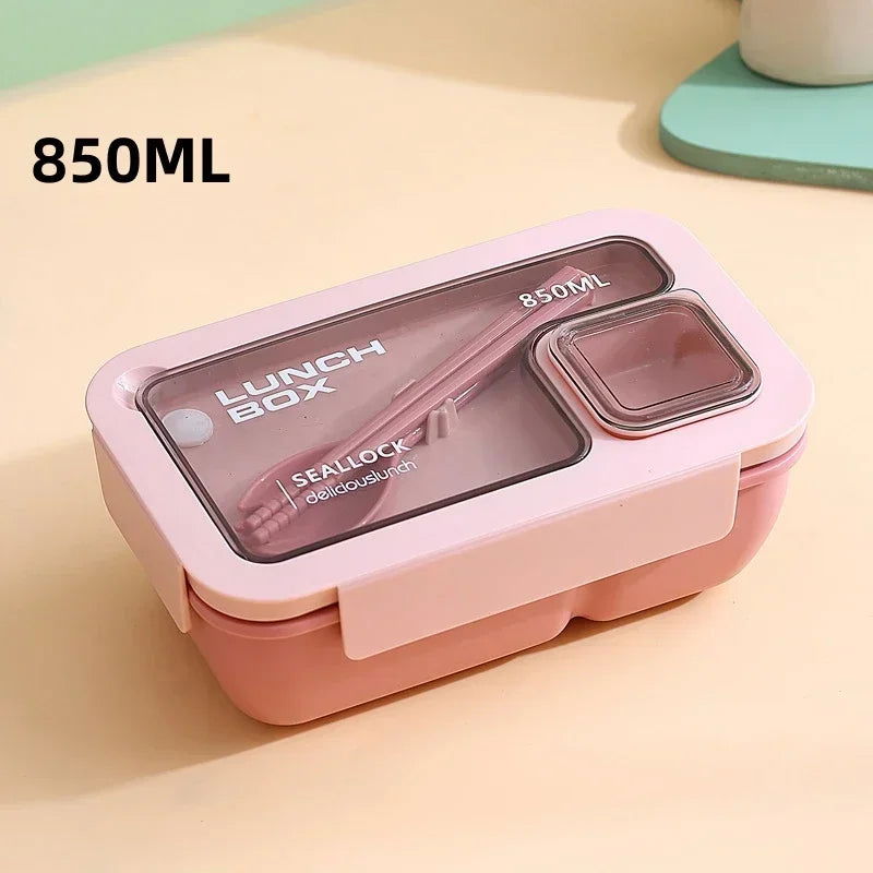 850ml/1100ml Portable Lunch Box Microwave Bento Boxes with Tableware for Kids School Office Leakproof Food Storage Container - Slobuy