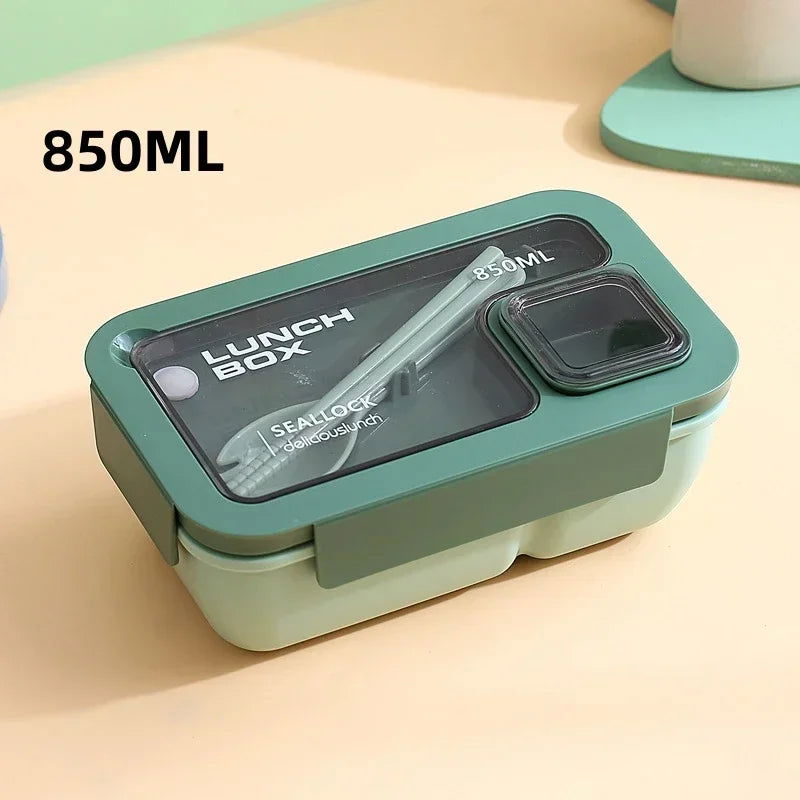 850ml/1100ml Portable Lunch Box Microwave Bento Boxes with Tableware for Kids School Office Leakproof Food Storage Container - Slobuy