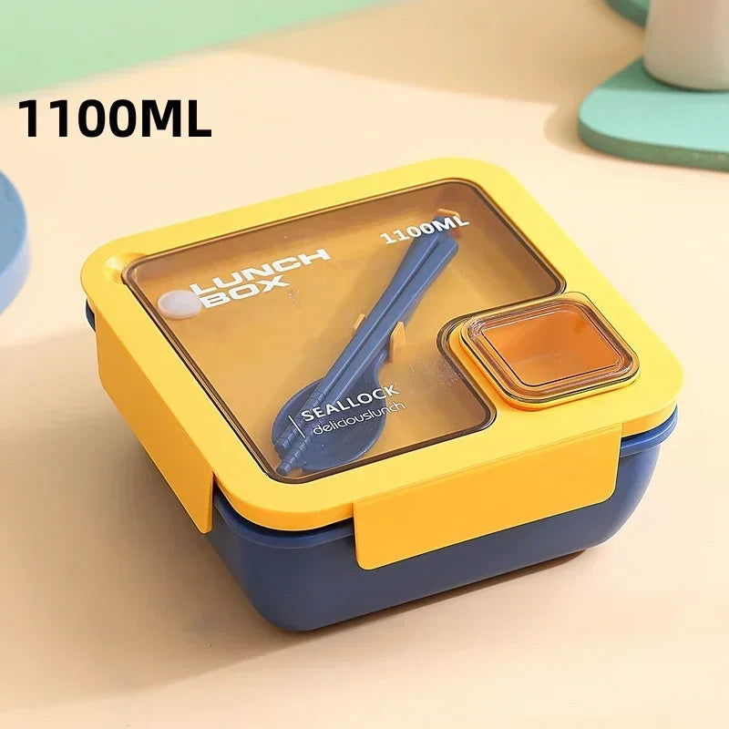 850ml/1100ml Portable Lunch Box Microwave Bento Boxes with Tableware for Kids School Office Leakproof Food Storage Container - Slobuy