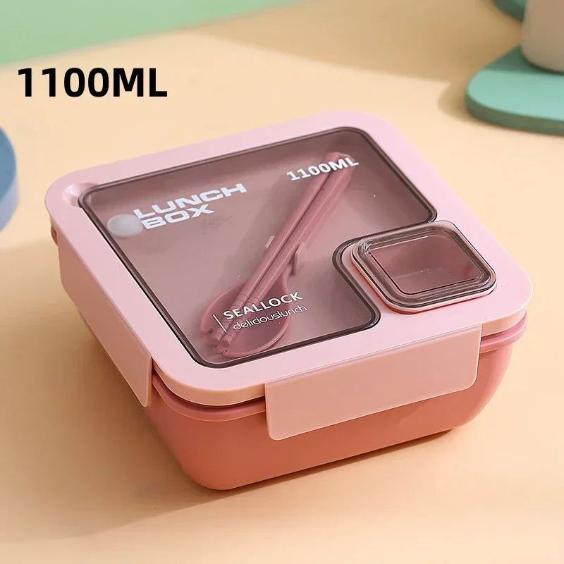 850ml/1100ml Portable Lunch Box Microwave Bento Boxes with Tableware for Kids School Office Leakproof Food Storage Container - Slobuy
