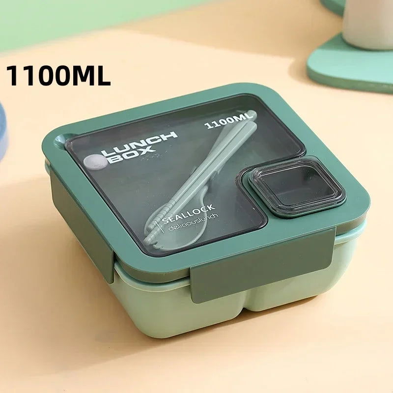 850ml/1100ml Portable Lunch Box Microwave Bento Boxes with Tableware for Kids School Office Leakproof Food Storage Container - Slobuy