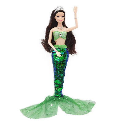 11 Inch Mermaid Doll Full Set Multi Joints Movable 30cm Height Doll with Sequin Skirt Suit Girls Dress Up Toys - Slobuy
