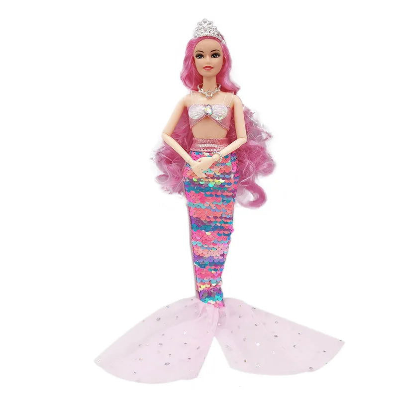 11 Inch Mermaid Doll Full Set Multi Joints Movable 30cm Height Doll with Sequin Skirt Suit Girls Dress Up Toys - Slobuy