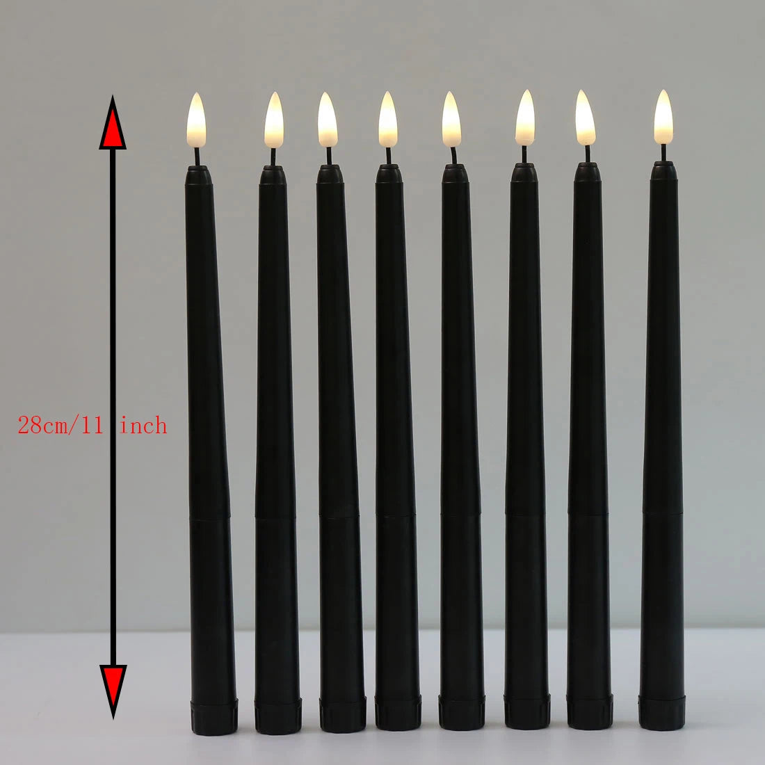 Halloween LED Black Taper Candles With Remote Control 6 or 12 Pieces,Flameless Electronic 28cm/11 inch Window Candlesticks - Slobuy