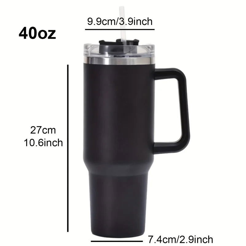 1200ML 304 Stainless Steel Insulated Water Bottle,Thermal Coffee Car Cup, Cold Hot Mugs Vacuum Flask With Handle Straw,For Sport - Slobuy