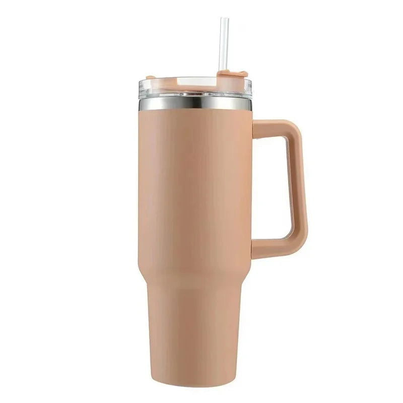 1200ML 304 Stainless Steel Insulated Water Bottle,Thermal Coffee Car Cup, Cold Hot Mugs Vacuum Flask With Handle Straw,For Sport - Slobuy