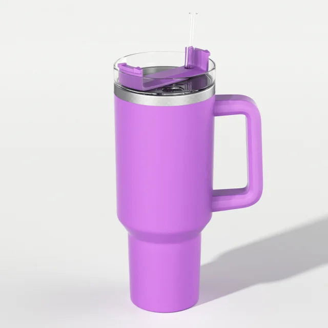 1200ML 304 Stainless Steel Insulated Water Bottle,Thermal Coffee Car Cup, Cold Hot Mugs Vacuum Flask With Handle Straw,For Sport - Slobuy