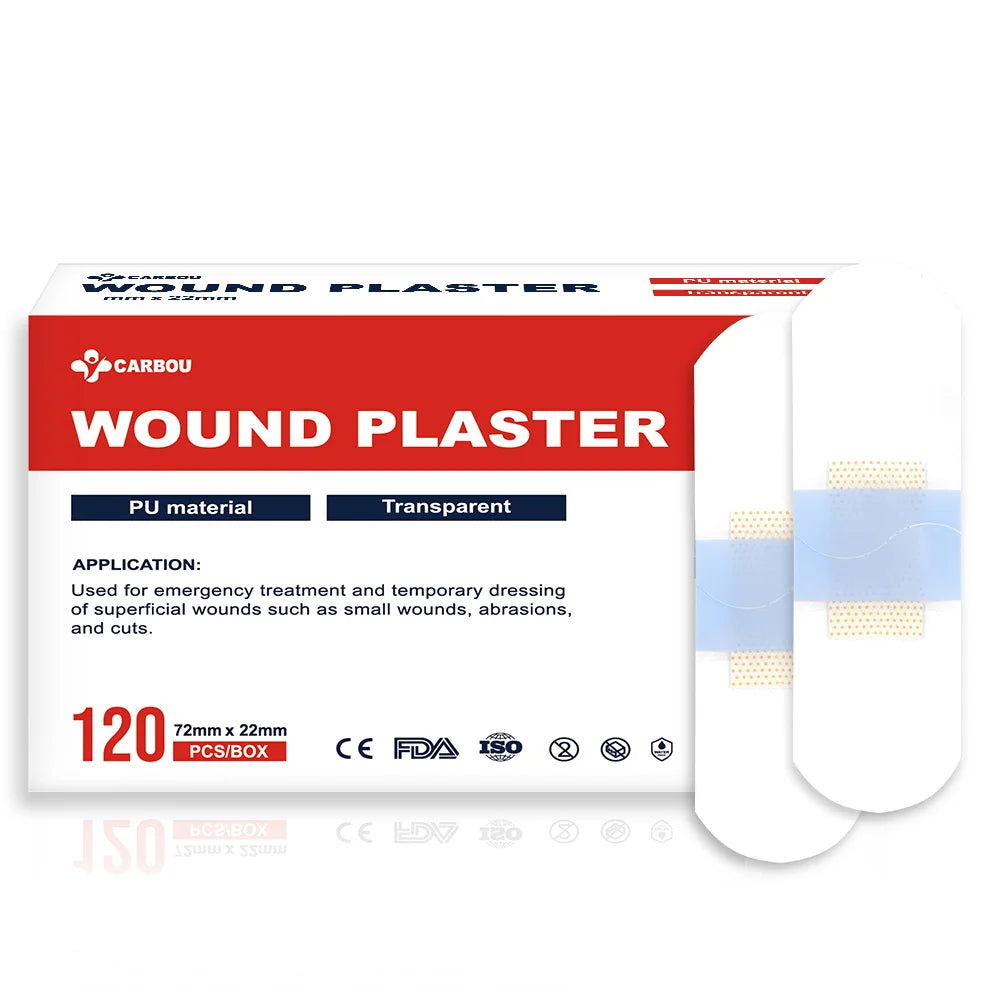 120pcs PU Transparent Waterproof Band Aid Adhesive Medical Strips Wound Plaster for Sports Bathing Protective First Aid - Slobuy