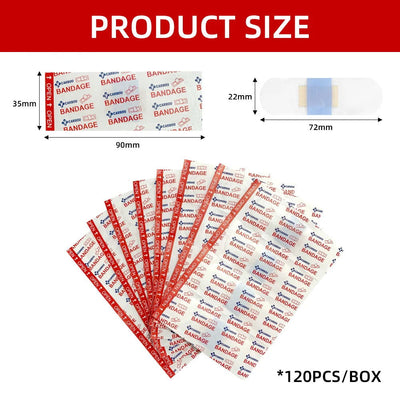120pcs PU Transparent Waterproof Band Aid Adhesive Medical Strips Wound Plaster for Sports Bathing Protective First Aid - Slobuy